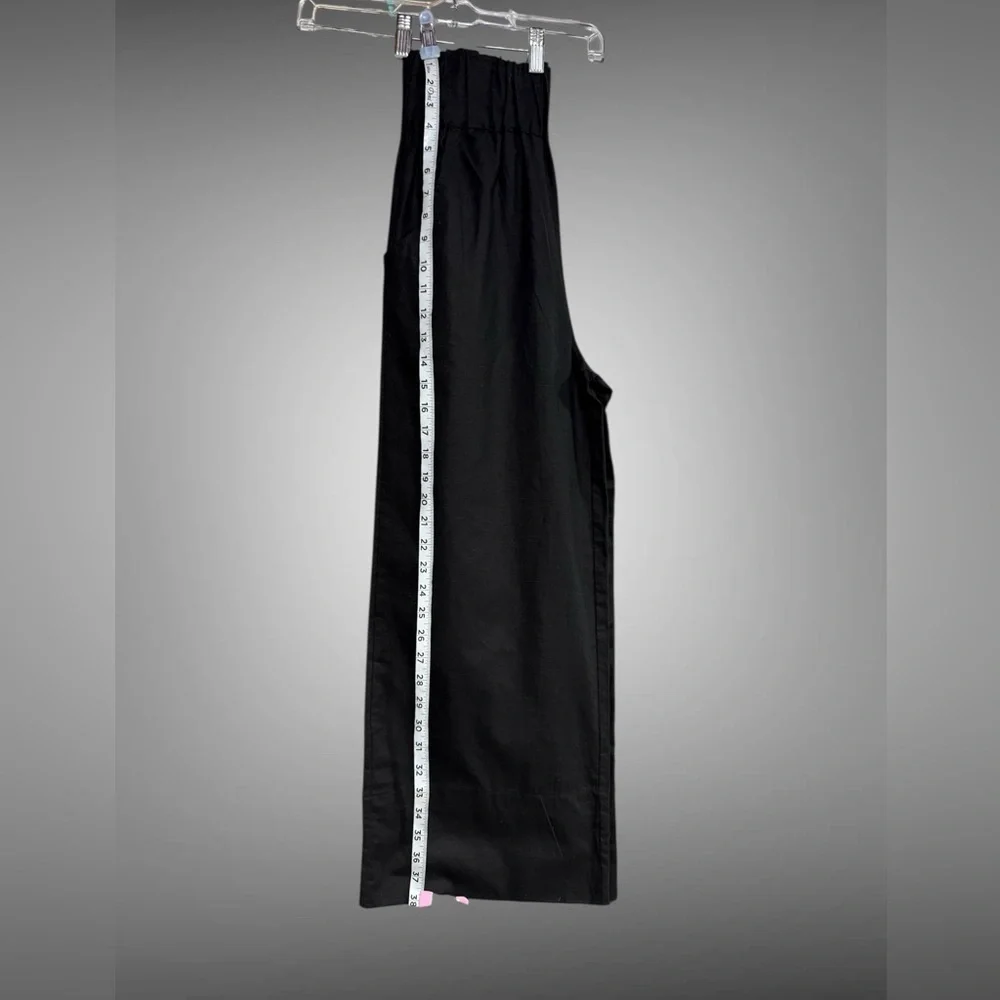 Kourt Flax Linen Crop Summer Pants Black Size Medium Wide Leg Crishelle - Picture 10 of 15